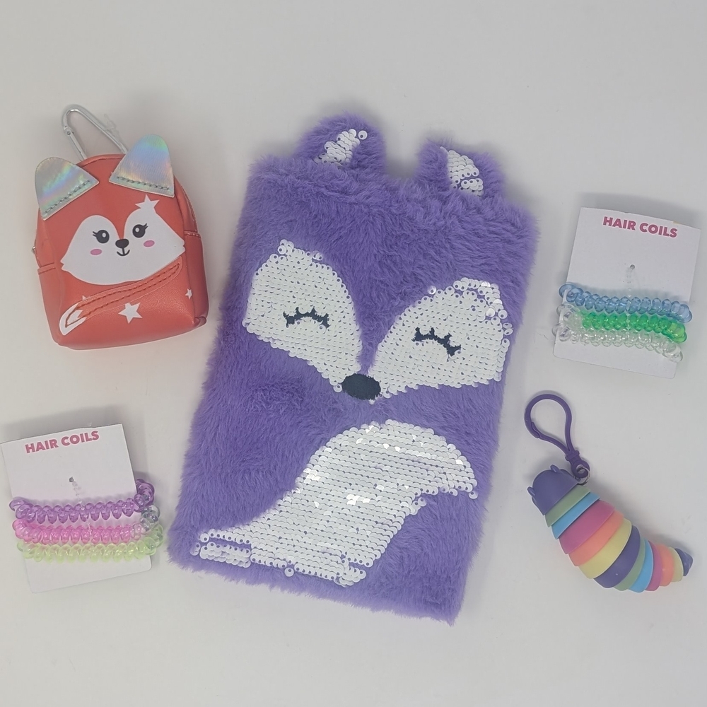 Purple Fox Sequin Kids Notebook